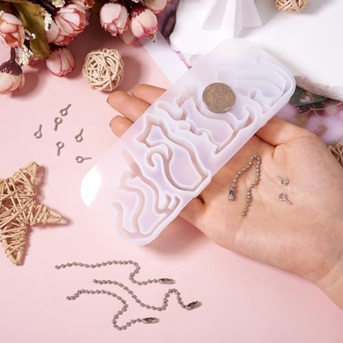 1Pcs Cat Shape Silicone Molds Cute Cat Kitten Keychain Resin Molds Pet Kitten Cabochons Silicone Mold with 15pcs Bails and 15pcs Jump Rings for DIY Earrings Keychain Jewelry Making Supplies - Image 5