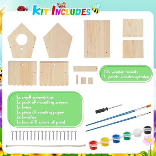 Juexica 2 Pack DIY Birdhouse Kits for Kids 8+ Build and Paint, Rotundity - Image 3
