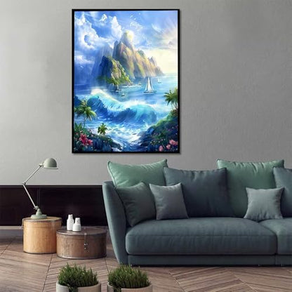 Landscape Paint by Numbers Kit for Adults Sea Paint by Numbers, DIY Acrylic Watercolor Oil Painting Kits for Adults Beginners with Brushes, Hobbies for Women for Home Wall Decor, Gifts 40x54 in U-35 - Image 2