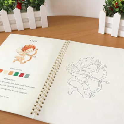 Beginner Watercolor Painting Kit Watercolor Workbook Coloring Book 12 Colors Paint Set with Brush, DIY Valentine's Day Cards Easily Master Beginner Friendly Watercolor Paint Set Valentine's Day Gifts for Adults Teens. (Valentine's Day) - Image 6