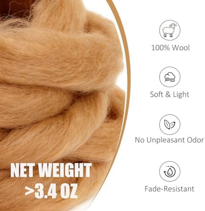 3.4oz Needle Felting Wool Dark Golden for DIY Needle Craft Enthusiasts - Image 2