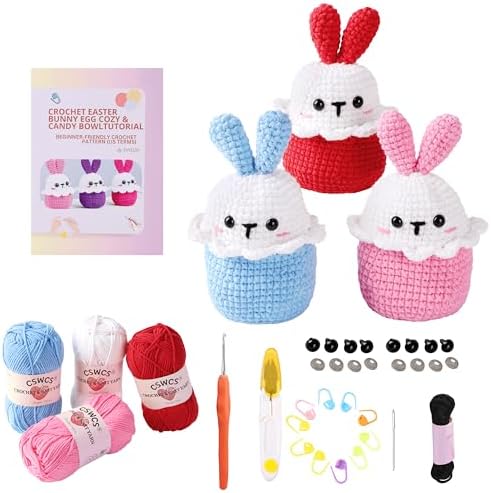 CSWCS Crochet Kit for Beginners - Easy Starter Crochet Kit for Adults, Amigurumi Craft Gifts with Yarn, Hook & Video Tutorial, Knitting & Crochet Supplies (Animal) - Image 2