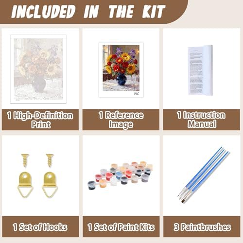 XTCIXAL Paint by Numbers Kit for Adults, Flowers, 16X20 Inch - Image 5