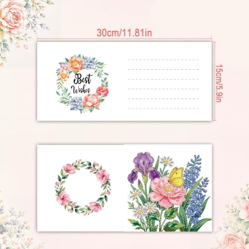 6 Pack Flower DIY Diamond Art Greeting Card Kit with Envelopes - Image 2