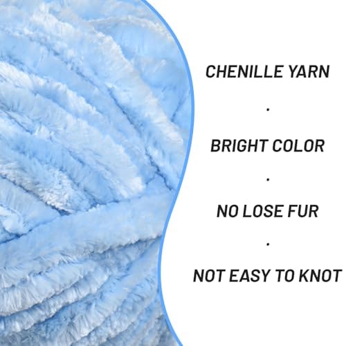 Chenille Velvet Soft Yarn Sky Blue 1 Pack - Image 2