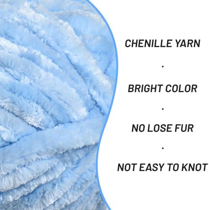 Chenille Velvet Soft Yarn Sky Blue 1 Pack - Image 2