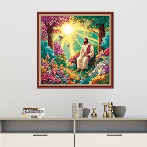 Dooxvey Cross Stitch Kits for Adults Beginners,Full Range of Cross-Stitch Stamped Kits Needlepoint Kits for Beginners Embroidery Kits 11CT Cross Stitch Patterns-Jesus Sunrise 18x18 inch - Image 2