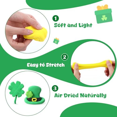 VioraWhite 72 Pcs 38oz Air Dry Clay Bulk Modeling Clay,Green and Yellow - Image 3