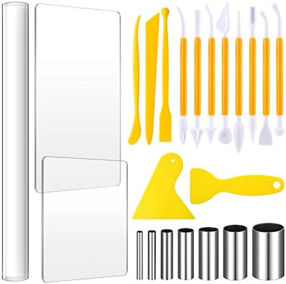 Honoson 23 Pcs Clay Sculpting Tools Set with Roller Cutters,Yellow by Honoson