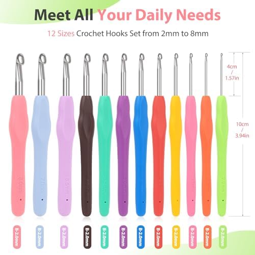 Coopay Crochet Hooks Set with Case,Crochet Hook Kit for Arthritic Hands - Image 6