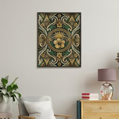 Bozfoxa Paint by Numbers Kit for Adults Beginner Green Ornate Flower - Image 5