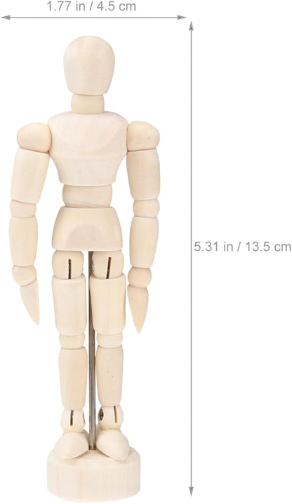 DOITOOL 5.3 Inch Wooden Mannequin for Artists Jointed Figure with Stand Lightweight Articulated Drawing Model for Sketching Painting and Home Office Decoration