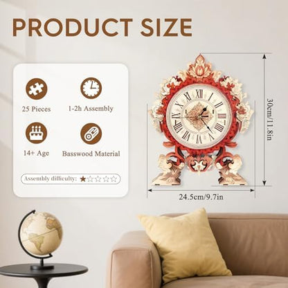 3D Puzzles for Adults Flame Flower Puzzle Clock Adult Crafts - Image 3