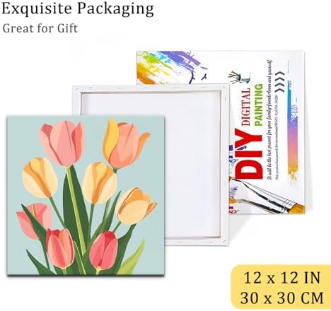 Natuyalo Framed Paint by Numbers for Adults - Colorful Flowers DIY Adult Paint by Number Kits Easy Acrylic Painting by Numbers for Beginners Art Craft Kits for Adults (12x12 Inch, Framed) - Image 6
