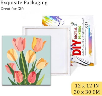 Natuyalo Framed Paint by Numbers for Adults - Colorful Flowers DIY Adult Paint by Number Kits Easy Acrylic Painting by Numbers for Beginners Art Craft Kits for Adults (12x12 Inch, Framed) - Image 6
