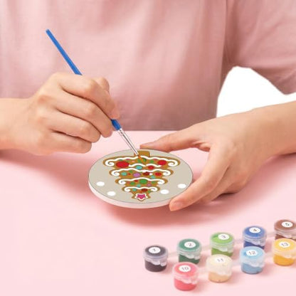8 Pack Christmas Paint by Number Kits Coasters with Holder Cork Pads - Image 7