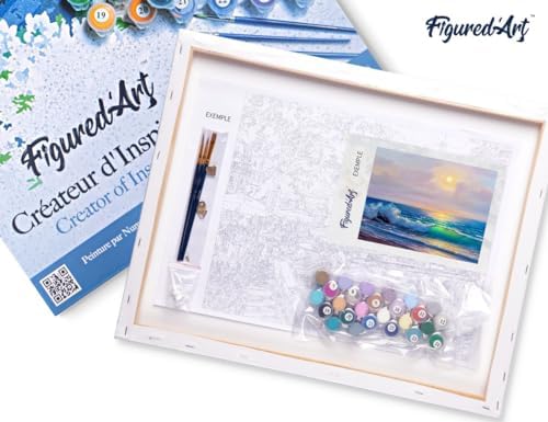 Figured'Art Paint by Numbers for Adults with Frame Seaside and Waves 16"x20" - Craft Art Painting DIY Kit Canvas Already Stretched on a Wooden Frame - Image 5
