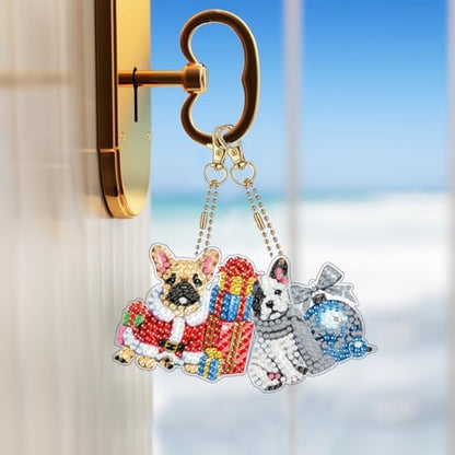 Sulunmo Diamond Painting Keychain Kits 5D DIY Diamond Art Pendants Double Sided Hanging Key Chains for Christmas Party Decoration DIY(6Pcs Christmas Dog Set-31) - Image 3