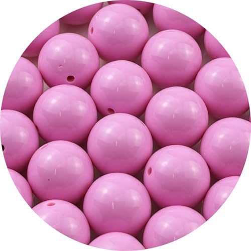 40pcs Acrylic Round Beads for Crafts 20mm Resin Candy Color Spacer Beads with Hole for Jewelry Making Sewing Crafts Decoration Necklaces Bracelets Earrings Supplies(Pink) by Unknown