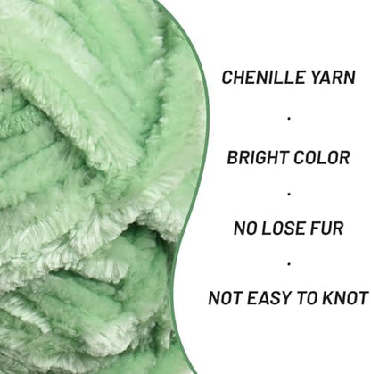Chenille Velvet Soft Yarn Light Green 1 Pack - Image 2