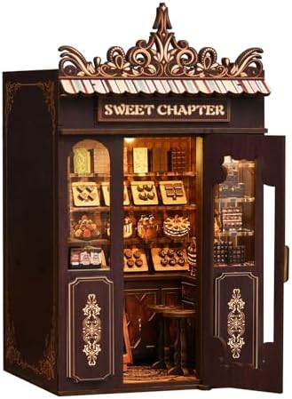 DIY Miniature House Kit, Mini House Building Kit, DIY Book Nook Kit, Tiny Model House for Adults to Build, Beginner 3D Wooden Book Nook, for Family Friends (Sweet Chapter) by JCSY