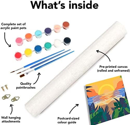 AOSGEDY 4 Pack Paint by Numbers for Adults and Kids Beginner，Landscape-Beach DIY Acrylic Painting Paint by Numbers Kits on Canvas for Kids Ages 4-8-12 Perfect for Home Wall Decor(8x8in) - Image 5