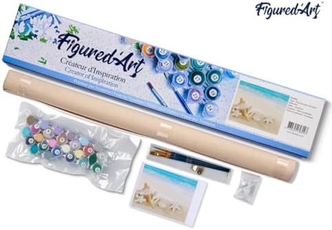 Figured'Art Paint by Numbers Kit for Adults Shells on The Seaside 16"x20" - Craft Art Painting DIY Kit Rolled Canvas Without Frame - Image 5