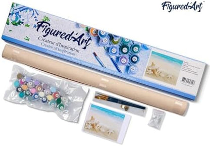 Figured'Art Paint by Numbers Kit for Adults Shells on The Seaside 16"x20" - Craft Art Painting DIY Kit Rolled Canvas Without Frame - Image 5