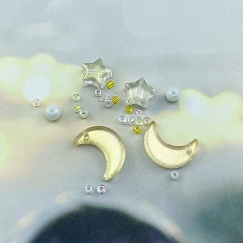 Assorted Glass Beads for Jewelry Making Multi Size Colors Glass Star Moon Seed Pearl Spacer Beads for Bracelets Necklace Earring Making(White Champagne Yellow) - Image 4