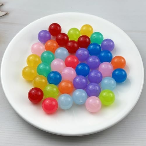 40pcs Acrylic Round Beads for Crafts 16mm Resin Candy Color Spacer Beads with Hole for Jewelry Making Sewing Crafts Decoration Necklaces Bracelets Earrings Supplies(Jelly Mix Colors) - Image 2