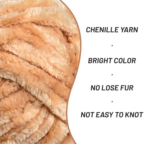 Chenille Velvet Soft Yarn Khaki 4 Pack - Image 2