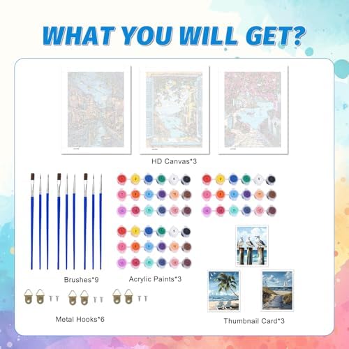 PHANTASYART 3 Pack Landscape Paint by Numbers Kit for Adults 12x16inch - Image 6