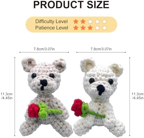 Crochet Kit for Beginners, Learn Crochet Animal Kit, Include Video Tutorial & Manual, Easy Knitting Yarn for Adult & Kid 12+, DIY Valentine's Holiday Gift Idea(2pcs Westie Puppy) - Image 4