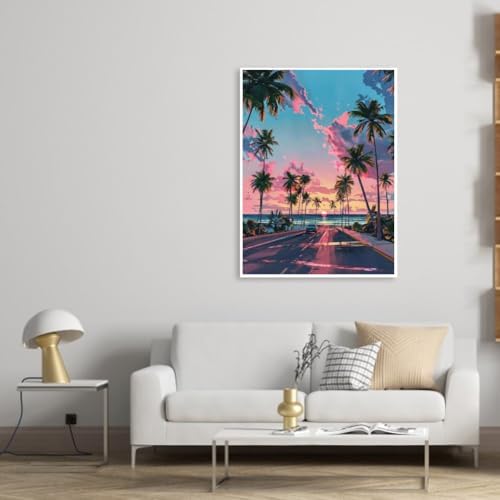 KYOQFVN Sunset Road Paint by Numbers for Adults Beginner, Street Adult Paint by Number Kits on Canvas, DIY Oil Painting Kits for Home Wall Decor 16X20 inch (Without Frame) - Image 4