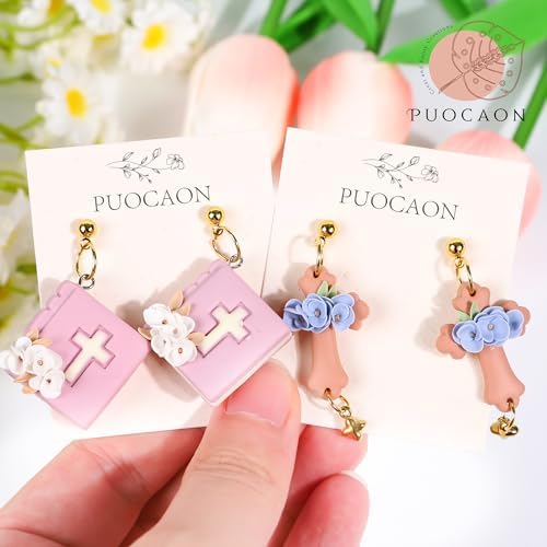 Puocaon Christian Polymer Clay Cutters - 15 Pcs Polymer Clay Cutters for Earrings Jewelry, Bible Books Jesus Cross Pigeon Shape - Image 6