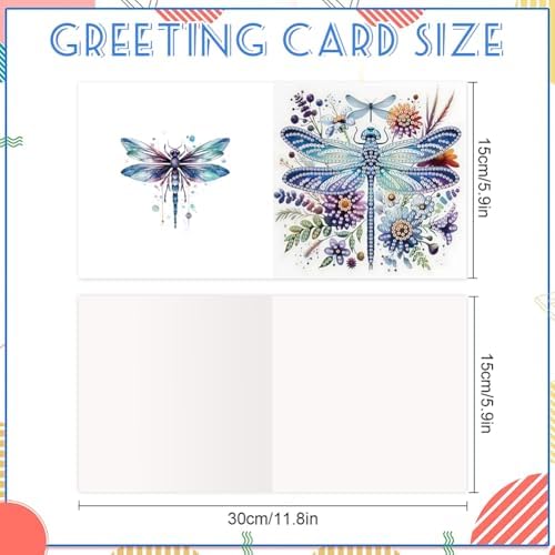 POETRYDRAW 6 Pack 5D DIY Diamond Art Painting Dragonfly Card Kit, Diamond Art Birthday Holiday Greeting Card, Crafts Kit Creative with Envelope - Image 3
