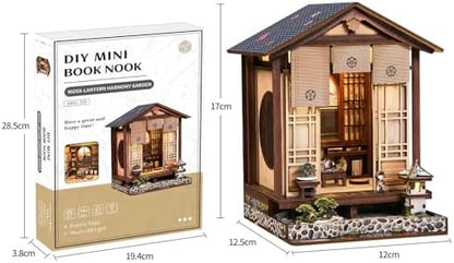 Book Nook Kit, DIY Japanese Miniature Dollhouse with LED Lights - Image 4