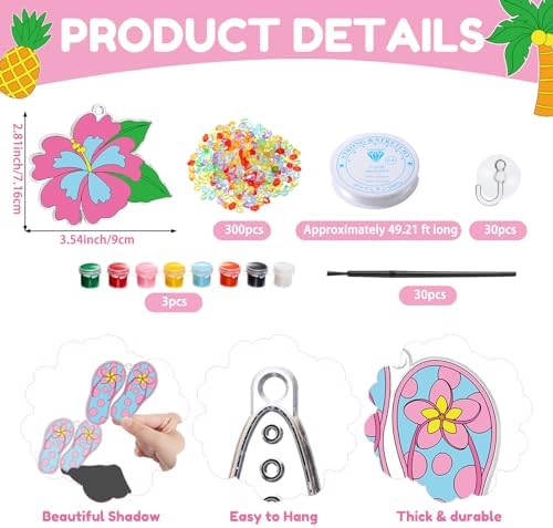 Dunzoom 30 Set Summer Window Art Suncatchers Kits Summer Beach Fruit DIY Suncatchers Craft Kits Make Your Own Paint Ornaments for Boys Girls Craft Painting Art Activity - Image 2