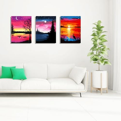 TINY FUN 6PC Paint by Number Kit for Adults DIY Oil Painting Kit 12x16 Inch Unframed Canvas, Nature Landscape Art Beginner Friendly Craft Kits for Home Decor Gift - Image 7