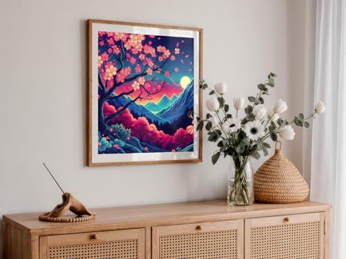 HKLIOPU Stamped Cross Stitch Kits - Mount Fuji Cherry Blossoms Embroidery Starter Kit for Adult Beginners, 11CT Needlepoint Cross-Stitch Patterns Dimensions Kit Arts and Crafts 16x16 inch - Image 4