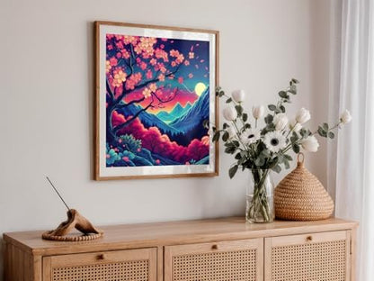 HKLIOPU Stamped Cross Stitch Kits - Mount Fuji Cherry Blossoms Embroidery Starter Kit for Adult Beginners, 11CT Needlepoint Cross-Stitch Patterns Dimensions Kit Arts and Crafts 16x16 inch - Image 4