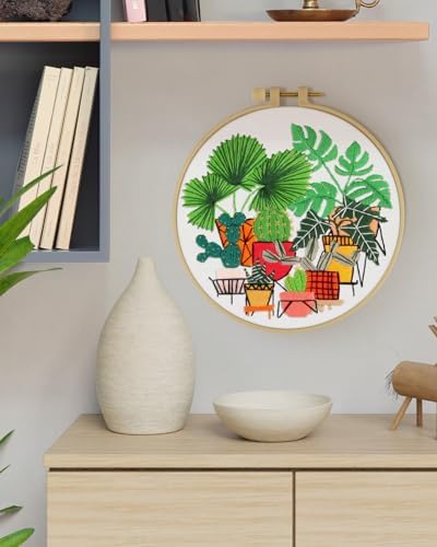ERKOON Embroidery Kit for Beginners, Flower Cross Stitch Set for Include Embroidery Cloth Hoops Threads for Craft Lover Hand Stitch with Embroidery Skill Techniques (Greenery) - Image 7