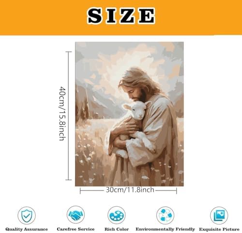 Jesus Paint by Numbers Kit for Adults Framed Canvas, Frameworkless - Image 3