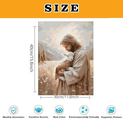 Jesus Paint by Numbers Kit for Adults Framed Canvas, Frameworkless - Image 3