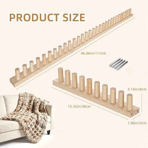 ARTACE 46" Chunky Blanket Loom, Large Adjustable Wooden Loom Frame, Hand Knitting Kit for Adults Beginners, DIY Chunky Throw Blanket Making Kit - Image 4