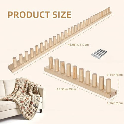 ARTACE 46" Chunky Blanket Loom, Large Adjustable Wooden Loom Frame, Hand Knitting Kit for Adults Beginners, DIY Chunky Throw Blanket Making Kit - Image 4