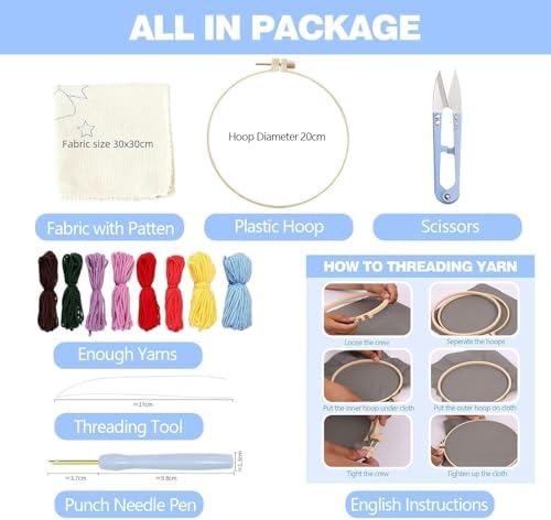 RUIQLXHANG Punch Needle Kits for Beginners, Cute Cartoon Highland Cow with Daisy Flower, Punch Needle Starter Craft Set with 20cm Hoop, Perfect for Festival Gift and Decoration (Red Cardinal) - Image 4
