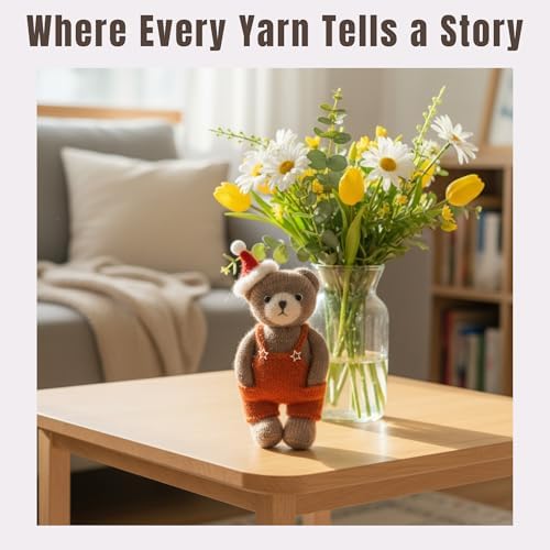 Yarnique Wool Bear Knitting Kit – Real Wool Amigurumi Kit for Adults with Video Tutorials | DIY Bear Crochet & Knitting Kit with Tools | Holiday Gift Craft Set（Overall - Image 5