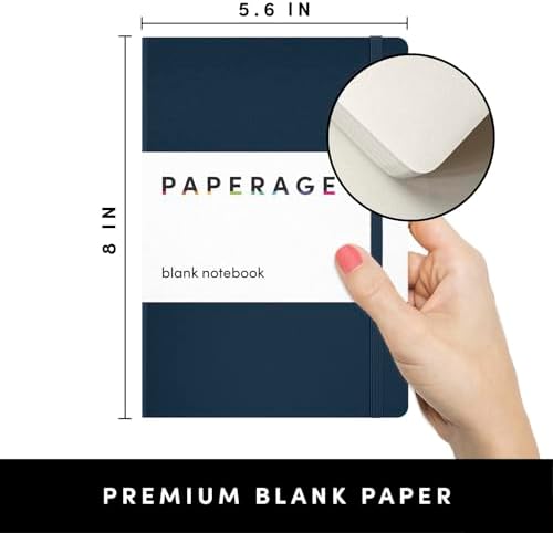PAPERAGE Junk Journal & Scrapbook Kit, Hardcover Blank Journal Notebook, 20 Patterned Papers, 8 Sticker Sheets, 20 Die-Cut Shapes, 2 Washi Tapes & Tape Roller, Creative Journaling Supplies - Navy - Image 3