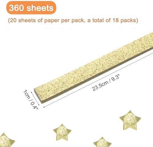 MECCANIXITY 360 Sheets Origami Paper Glitter Stars Papers Yellow Fold Paper for Beginner Arts Crafts Projects,0.4 x 9.3 Inch - Image 2